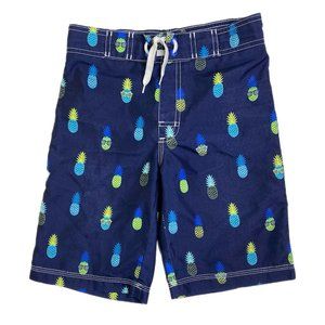 Gymboree Boys Blue Swim Trunks Size M with Pineapple Theme